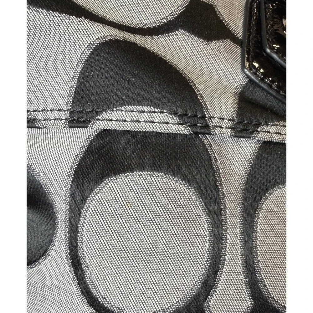 Coach Poppy Glam Tote 17890 Black Gray Signature‎ Shoulder Bag Canvas 2011 Clean